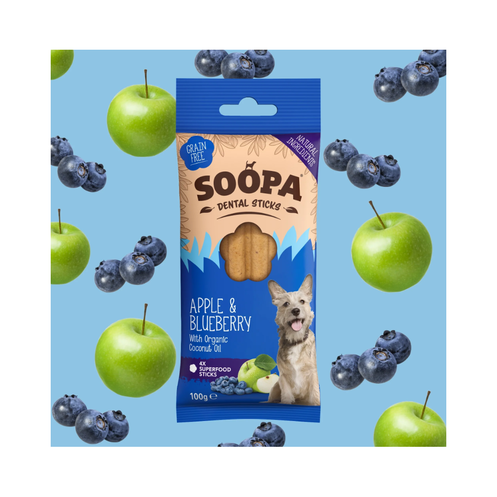 Soopa Dental Sticks Äpple & Blåbär - 100 G | Endast 89 kr! - Zoogiganten